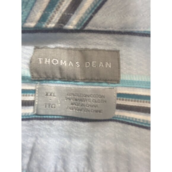 Thomas Dean Mens Shirt Long Sleeve Blue Striped Size XXLTTG - Picture 5 of 6